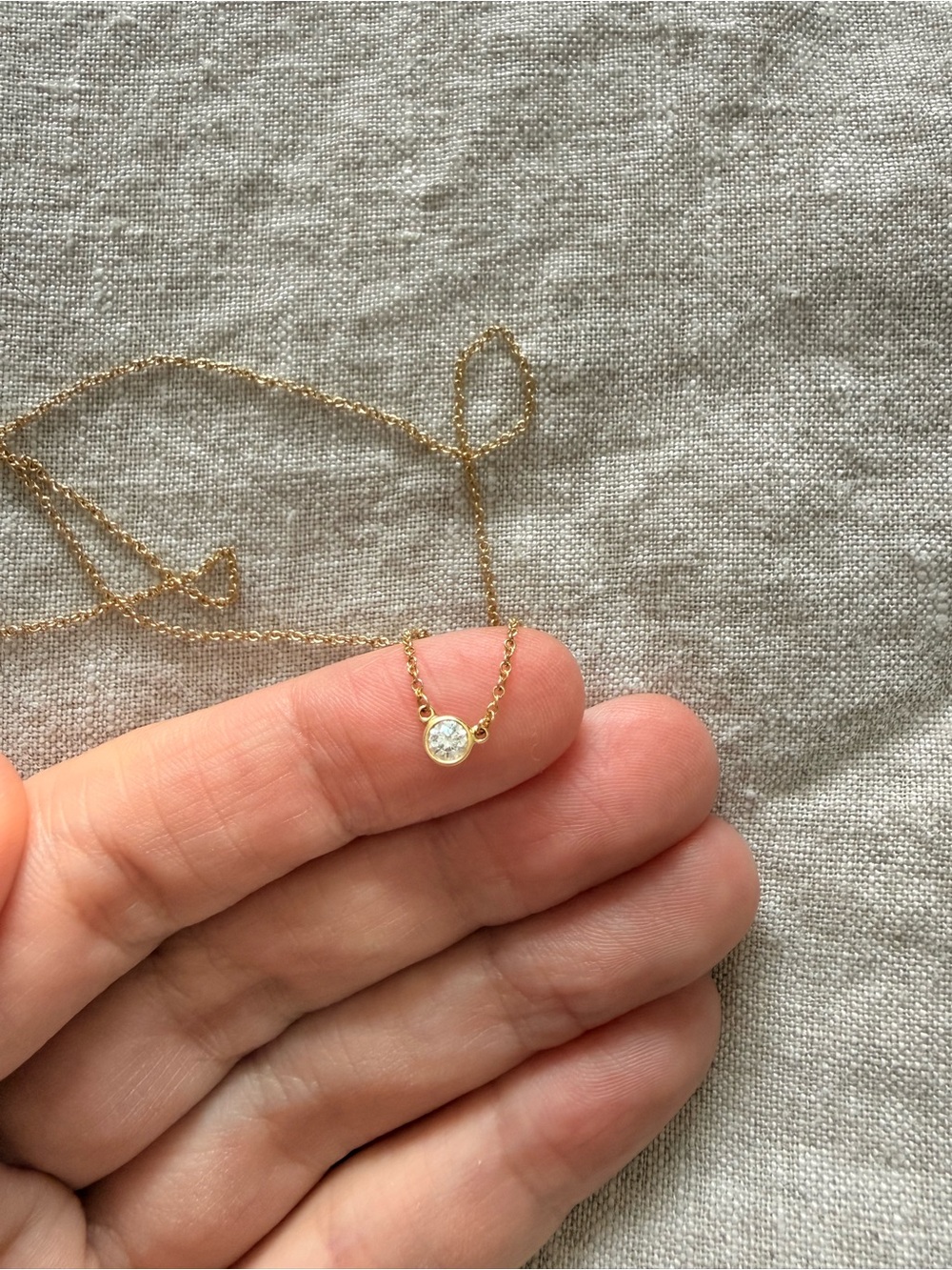 Tiffany & Co. x Elsa Peretti Gold Necklace with 0.5 Diamond Pendant